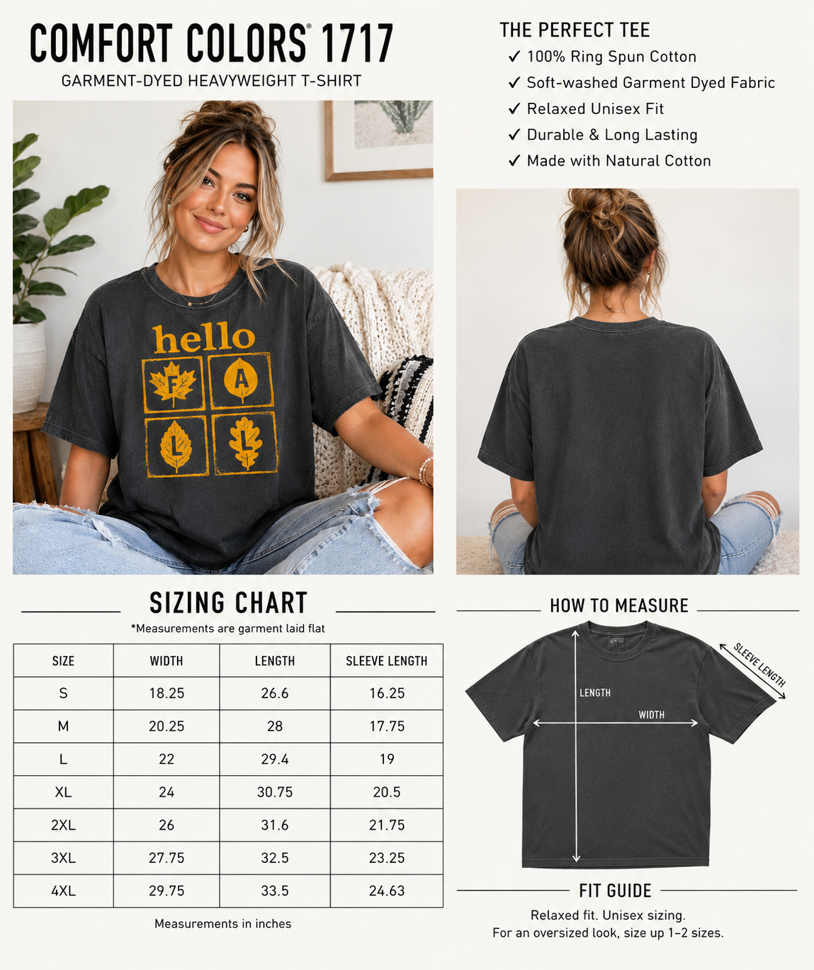 Hello Fall Shirt Comfort Colors Fall T-Shirt Autumn Graphic Tee Pumpkin Season Shirt Cozy Fall Leaves Tee Thanksgiving Shirt Fall Outfit