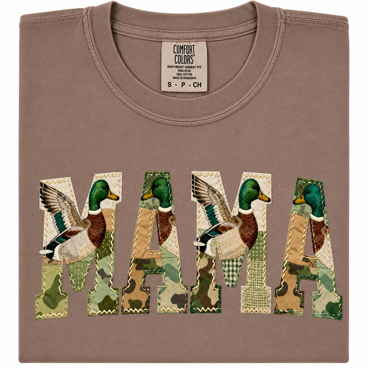 Mama Hunting Camo checkered Patchwork Comfort Colors T-shirt