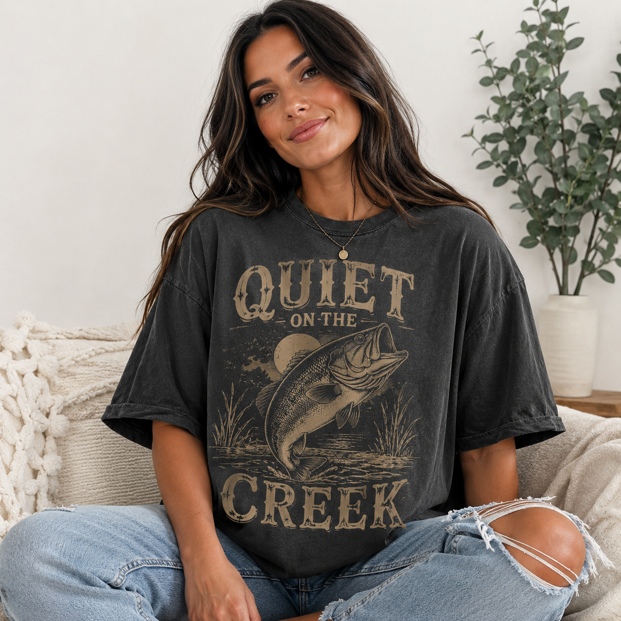 Quiet on the Creek Shirt Fishing T-Shirt Comfort Colors Tee Lake Life Shirt Outdoors Graphic Tee Fisherman Gift Nature Lover Tee