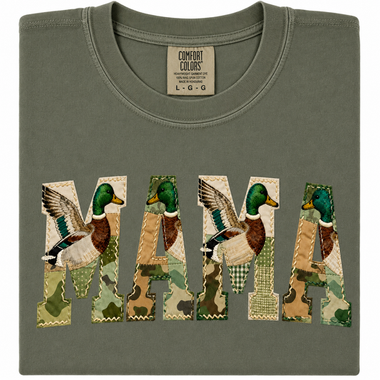 Mama Hunting Camo checkered Patchwork Comfort Colors T-shirt