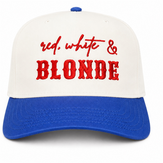 Red white and blonde or brunette SnapBack Hat