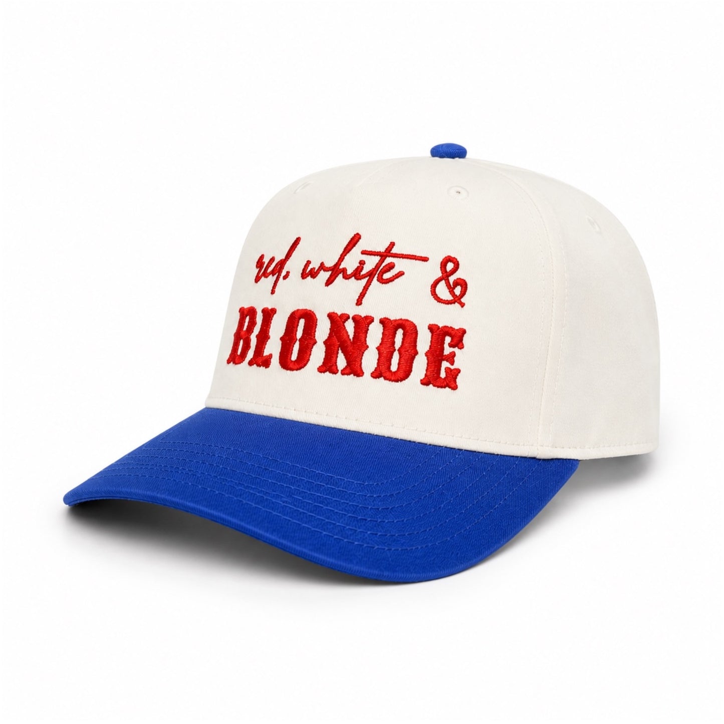 Red white and blonde or brunette SnapBack Hat