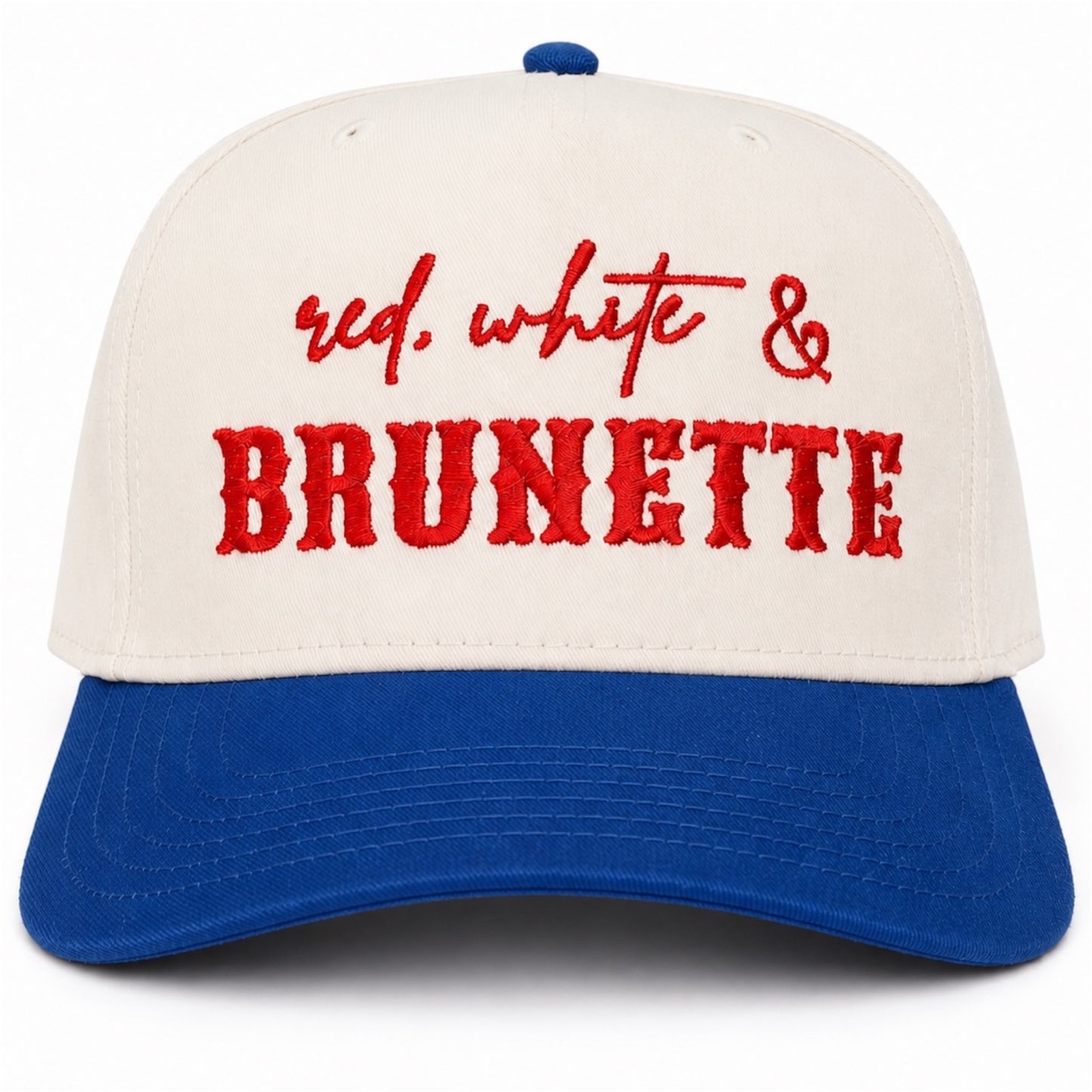 Red white and blonde or brunette SnapBack Hat
