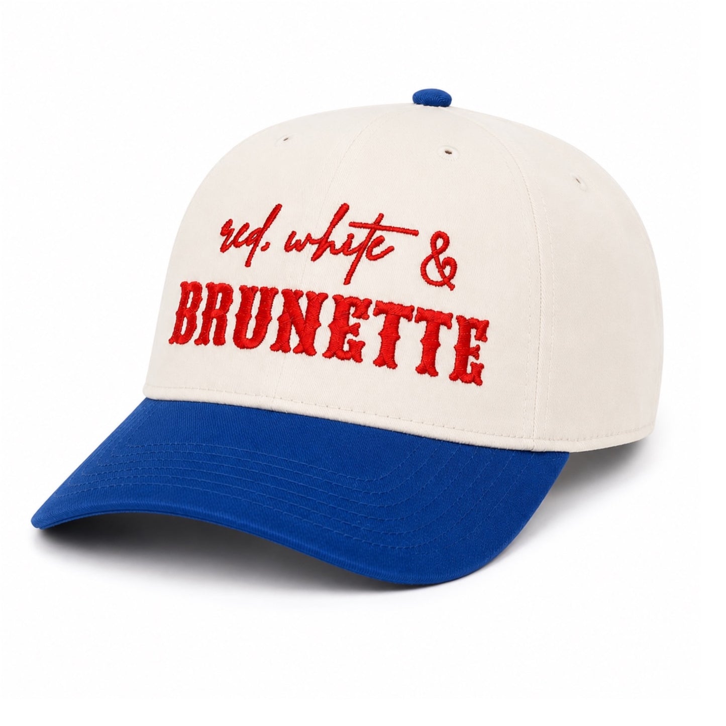 Red white and blonde or brunette SnapBack Hat